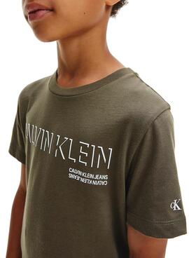 Camiseta Calvin Klein Shadow Logo Verde Niño