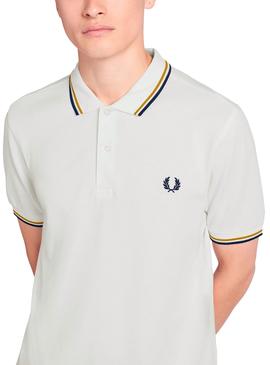 Polo Fred Perry Manga Corta Blanco Para Hombre