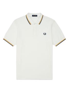 Polo Fred Perry Manga Corta Blanco Para Hombre
