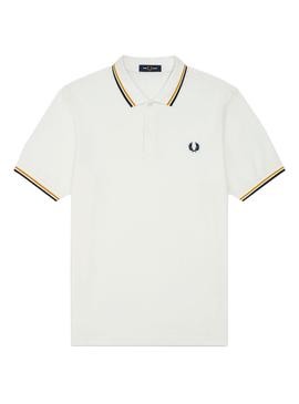 Polo Fred Perry Manga Corta Blanco Para Hombre