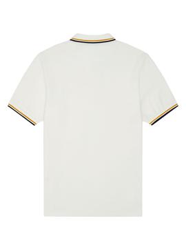 Polo Fred Perry Manga Corta Blanco Para Hombre