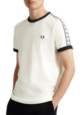 Camiseta Fred Perry Taped Ringer Blanco De Hombre