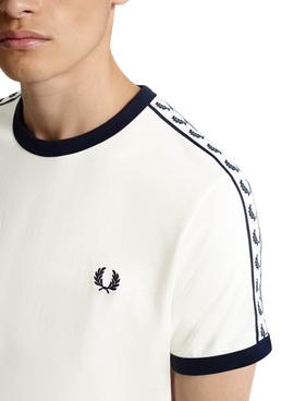 Camiseta Fred Perry Taped Ringer Blanco De Hombre