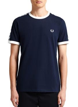 Camiseta Fred Perry Taped Ringer Marino De Hombre