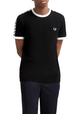 Camiseta Fred Perry Taped Ringer Negro Para Hombre