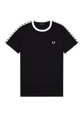 Camiseta Fred Perry Taped Ringer Negro Para Hombre