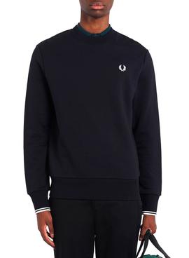 Sudadera Fred Perry Crew Neck Negro Para Hombre