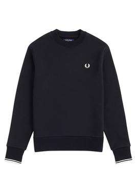 Sudadera Fred Perry Crew Neck Negro Para Hombre