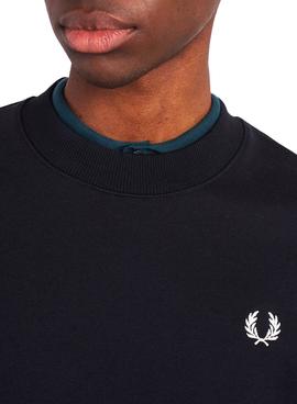 Sudadera Fred Perry Crew Neck Negro Para Hombre