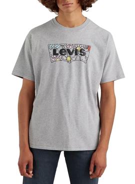 Camiseta Levis Graphic Flower Gris Para Hombre