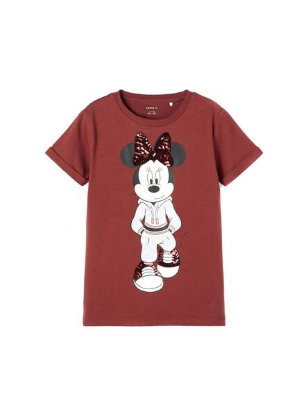Camiseta Name It Minnie Carin Granate Para Ni a