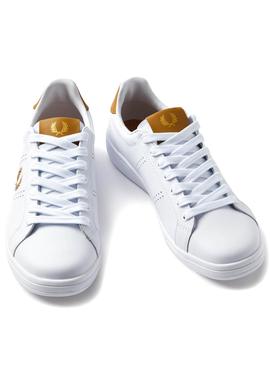 Zapatilla Fred Perry B721 Blanco y Mostaza