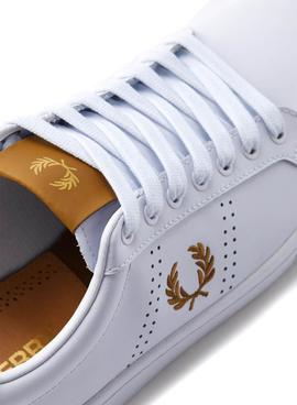 Zapatilla Fred Perry B721 Blanco y Mostaza