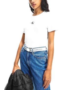 Camiseta Calvin Klein Jeans Micro Monogram Blanco