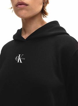 Sudadera Calvin Klein Jeans Monogram Hood Negro