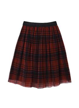 Falda Mayoral Tul Tartan Rojo para Niña