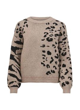 Jersey Vila Alia Animal Print Beige para Mujer