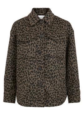 Sobrecamisa Vila Olive Animal Print Verde 