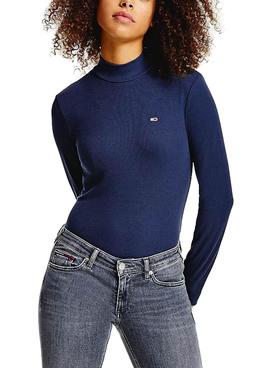 Camiseta Tommy Jeans Rib Azul para Mujer
