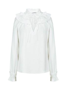 Blusa Naf Naf Volantes Blanco para Mujer