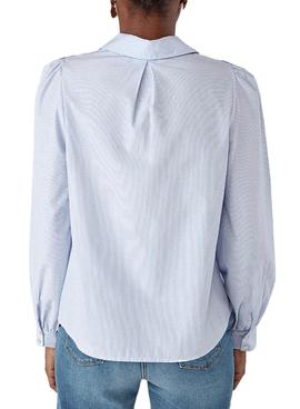 Camisa Naf Naf Puntillas Azul para Mujer