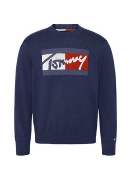 Jersey Tommy Jeans Branded Marino Para Hombre