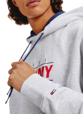 Sudadera Tommy Jeans Graphic Gris Para Hombre