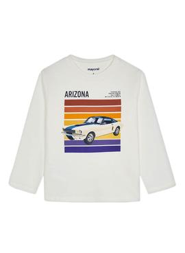 Camiseta Mayoral Coche Blanco Para Niño