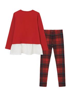 Conjunto Mayoral Leggings Cuadros Rojo Para Niña
