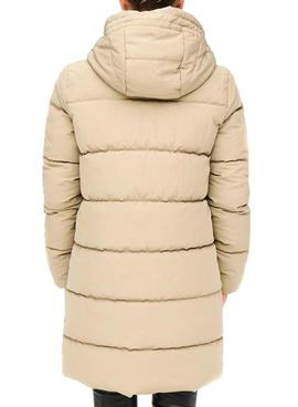 Chaqueta Larga Only Dolly Puffer Beige Para Mujer