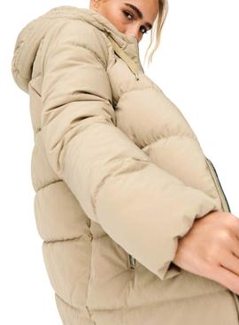Chaqueta Larga Only Dolly Puffer Beige Para Mujer