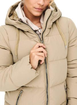Chaqueta Larga Only Dolly Puffer Beige Para Mujer