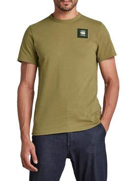 Camiseta G-Star Basdge Logo Verde Para Hombre