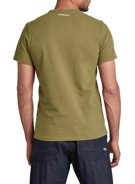 Camiseta G-Star Basdge Logo Verde Para Hombre