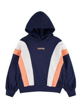 Sudadera Levis Colorblock Azul y Naranja para Niña