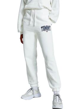 Pantalon Chandal Tommy Jeans Collegiate Blaco para Mujer