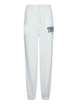 Pantalon Chandal Tommy Jeans Collegiate Blaco para Mujer