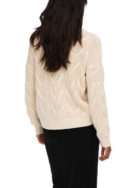 Jersey Only Mette Beige Punto Para Mujer