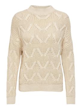 Jersey Only Mette Beige Punto Para Mujer