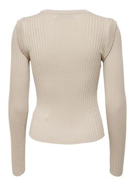 Jersey Only Libi Beige Punto Para Mujer