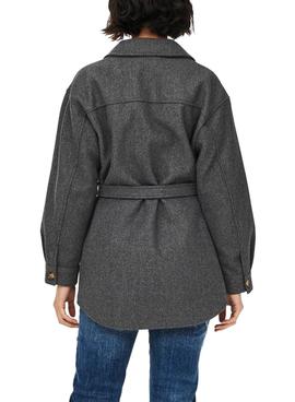 Chaqueta Only Trillion Gris Cinturon Para Mujer