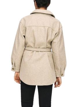 Chaqueta Only Trillion Beige Cinturon Para Mujer