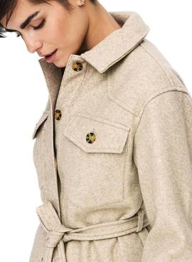 Chaqueta Only Trillion Beige Cinturon Para Mujer