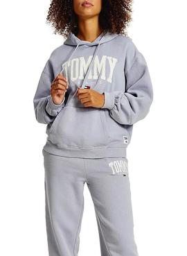 Sudadera Tommy Jeans Collegiate Lila Capucha Mujer