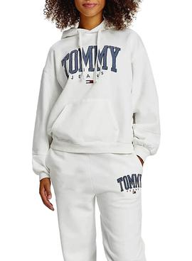 Sudadera Tommy Jeans Collegiate Blanco Capucha