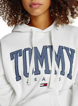 Sudadera Tommy Jeans Collegiate Blanco Capucha