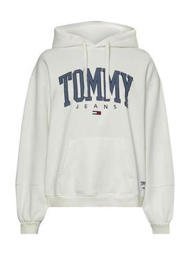 Sudadera Tommy Jeans Collegiate Blanco Capucha