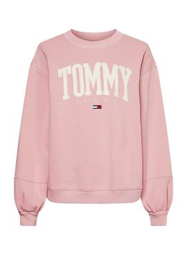 Sudadera Tommy Jeans Collegiate Rosa Para Mujer