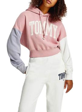 Sudadera Tommy Jeans Collegiate Rosa Block Mujer