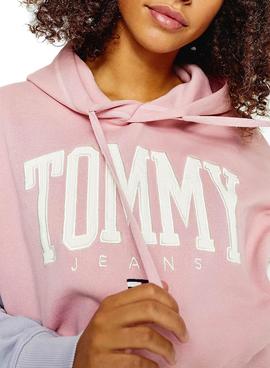 Sudadera Tommy Jeans Collegiate Rosa Block Mujer